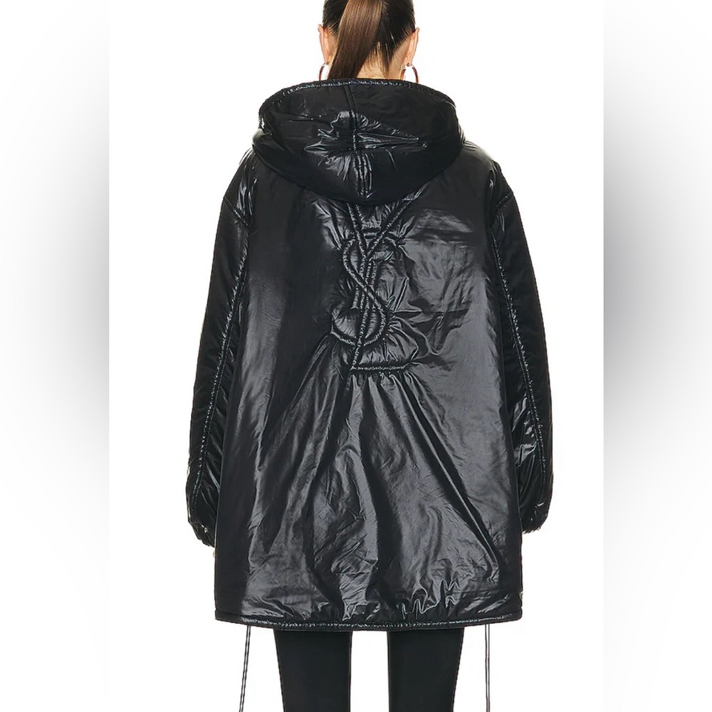 💕SOLD💕SAINT LAURENT Half Zip Jacket parka hoodie hoodie coat black rain coat